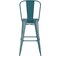 Emma and Oliver Nova Distressed Metal Stools with Backs and Polystyrene Seats for Indoor/Outdoor Use